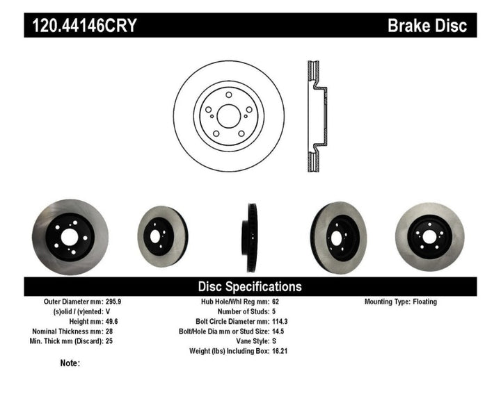 Stoptech 07 Lexus ES350 / 09 Pontiac Vibe / 09 Toyota Matrix Front CRYO-STOP Brake Rotor - Premium Brake Rotors - Drilled from Stoptech - Just 451.91 SR! Shop now at Motors