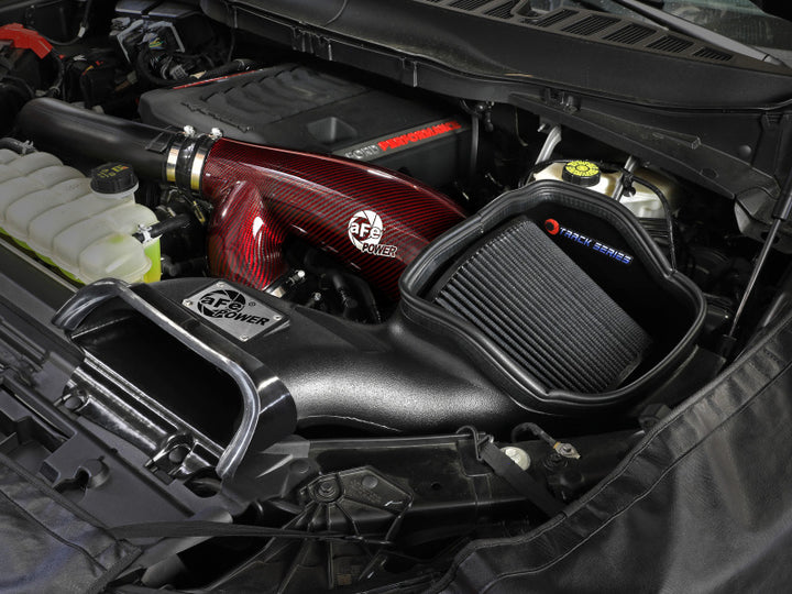 aFe 17-24 Ford F-150 Track Series Red Kevlar Carbon Fiber C/A Intake System w/Black Pro 5R Filter - Premium Cold Air Intakes from aFe - Just 3471.35 SR! Shop now at Motors