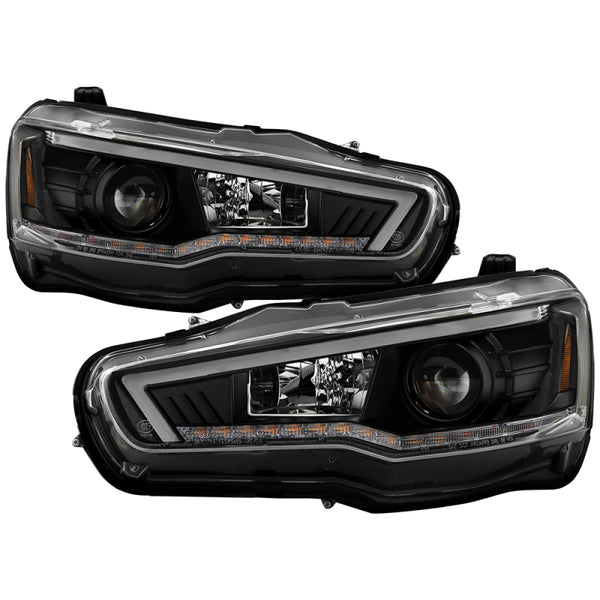Spyder 08-17 Mitsubishi Lancer EVO 10 Projector Headlights - Black (PRO-YD-ML08V2SI-SEQ-BK)