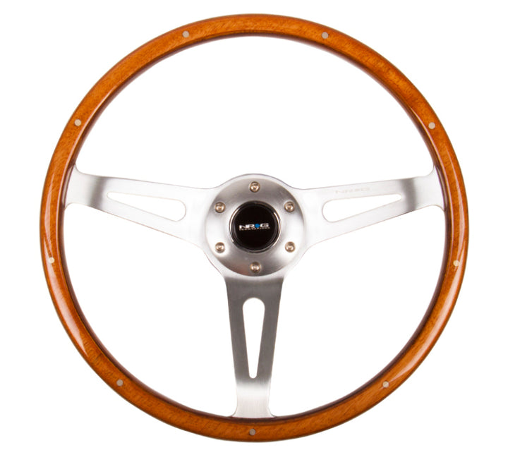 NRG Classic Wood Grain Steering Wheel (365mm) Wood w/Metal Accents & Polished Alum. 3-Spoke Center - Premium Steering Wheels from NRG - Just 788.73 SR! Shop now at Motors