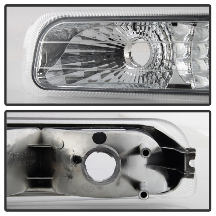 Xtune Chevy TahOE 00-06 Amber Crystal Headlights w/ Bumper Lights Chrome HD-JH-CSIL99-SET-AM-C - Premium Headlights from SPYDER - Just 507.22 SR! Shop now at Motors