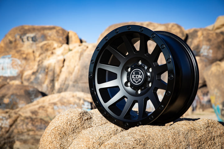 ICON Compression 18x9 5x150 25mm Offset 6in BS 110.1mm Bore Double Black Wheel - Premium Wheels - Cast from ICON - Just 1227.13 SR! Shop now at Motors