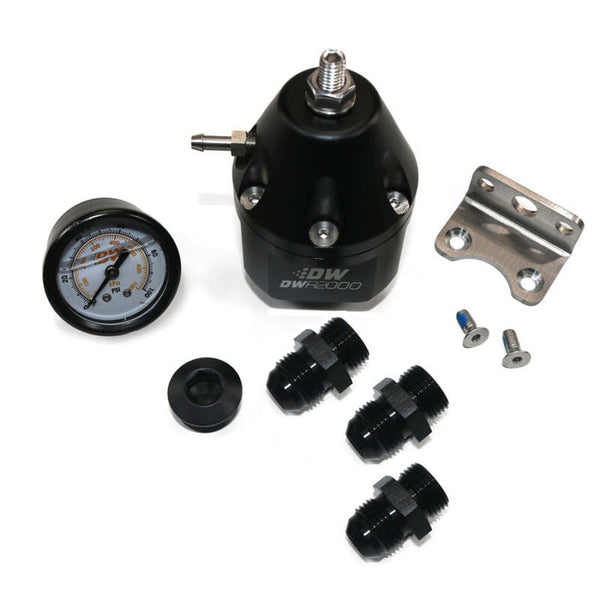 DeatschWerks DWR2000 AFPR + Pressure Gauge + 10AN & 8AN Fittings - Anodized Black - Premium Fuel Pressure Regulators from DeatschWerks - Just 897.04 SR! Shop now at Motors