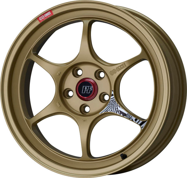 Enkei PF06 18x9in 5x114.3 BP 28mm Offset 75mm Bore Gold Wheel - Premium Wheels - Cast from Enkei - Just 1449.17 SR! Shop now at Motors