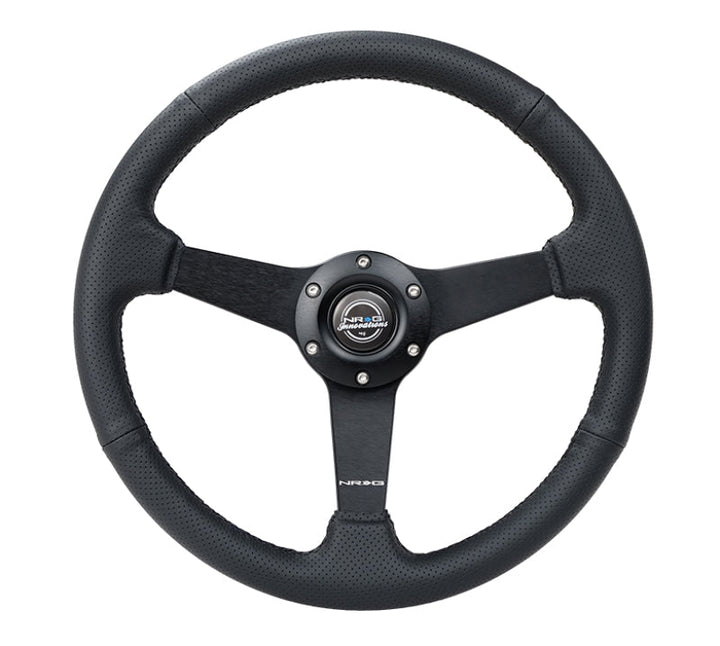 NRG Sport Steering Wheel (350mm / 1.5in Deep) Black Leather Black Stitch w/Matte Black Solid Spokes - Premium Steering Wheels from NRG - Just 676.05 SR! Shop now at Motors