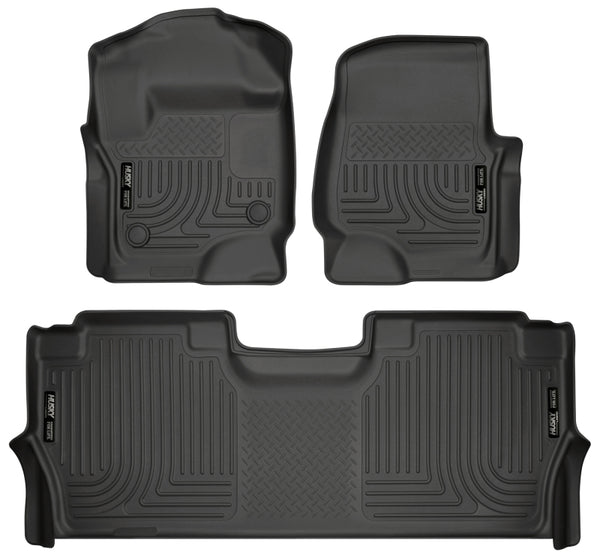 Husky Liners 17-19 F-250/F-350/F-450 Crew Cab Weatherbeater Black Front & 2nd Seat Floor Liners - Premium Floor Mats - Rubber from Husky Liners - Just 525.15 SR! Shop now at Motors