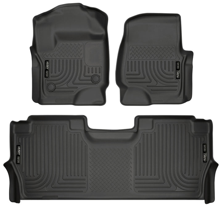 Husky Liners 17-19 F-250/F-350/F-450 Crew Cab Weatherbeater Black Front & 2nd Seat Floor Liners - Premium Floor Mats - Rubber from Husky Liners - Just 525.20 SR! Shop now at Motors