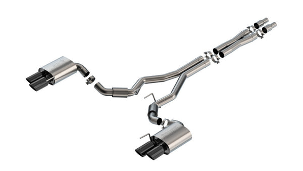 Borla 2024 Ford Mustang GT 5.0L V8 3 in S-Type Catback Non-Active Exhaust- Black Chrome Quad Tip - Premium Catback from Borla - Just 7806.81 SR! Shop now at Motors