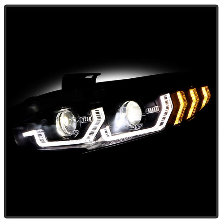 Honda Civic 16-20 LED Model High-Power LED Module Headlights - Black (PRO-YD-HC16LEDAP-SEQGR-BK) - Premium Headlights from SPYDER - Just 2888.78 SR! Shop now at Motors