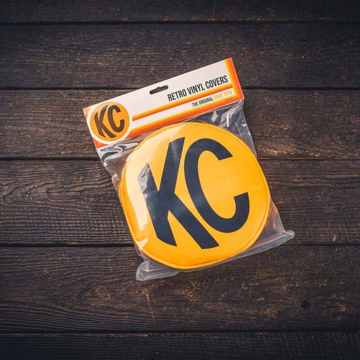 KC HiLiTES Retro 8in Round Yellow Vinyl Light Cover w/ Black KC Logo (Pair) - Premium Light Covers and Guards from KC HiLiTES - Just 150.04 SR! Shop now at Motors