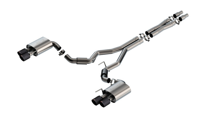 Borla 2024 Ford Mustang GT 5.0L V8 3 in S-Type Catback Non-Active Exhaust- Carbon Fiber Quad Tip - Premium Catback from Borla - Just 10670.85 SR! Shop now at Motors