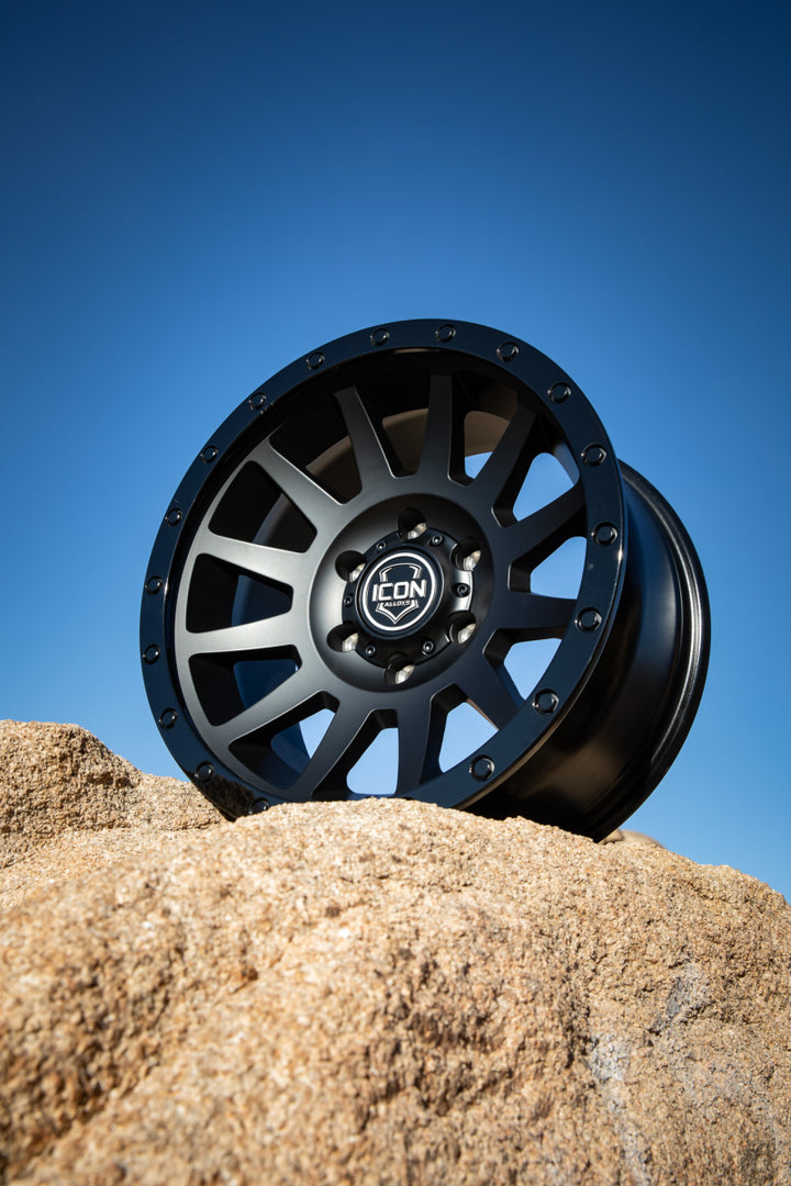 ICON Compression 18x9 5x150 25mm Offset 6in BS 110.1mm Bore Double Black Wheel - Premium Wheels - Cast from ICON - Just 1227.13 SR! Shop now at Motors