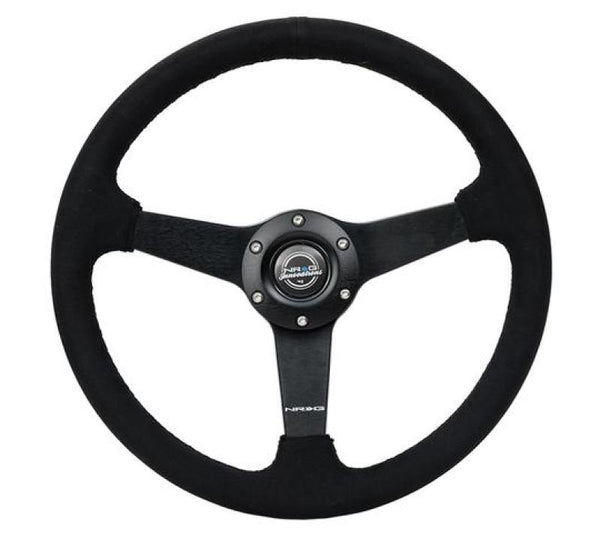 NRG Sport Steering Wheel (350mm/ 1.5in. Deep) Matte Black Spoke/ Black Alcantara w/ Black Stitching - Premium Steering Wheels from NRG - Just 691.07 SR! Shop now at Motors