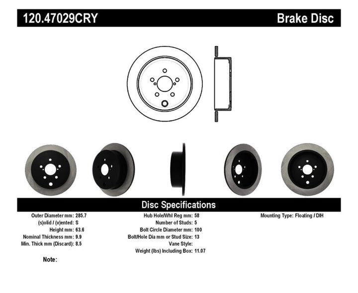 Stoptech 09-10 Subaru Forester / 08-10 Impreza/WRX Rear CRYO-STOP Rotor - Premium Brake Rotors - Drilled from Stoptech - Just 354.69 SR! Shop now at Motors