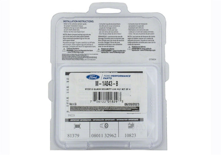 Ford Racing M12 x 1.5 Black Security Lug Nut Kit - Set of 4 - Premium Lug Nuts from Ford Racing - Just 244.16 SR! Shop now at Motors