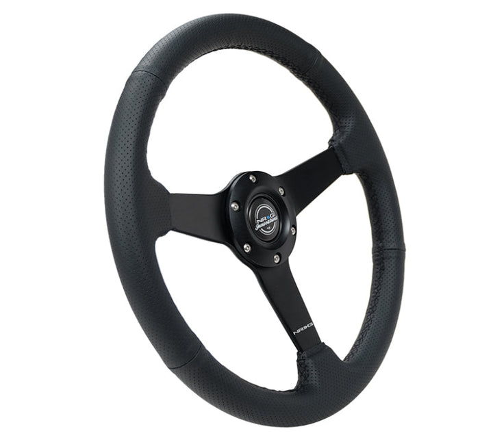 NRG Sport Steering Wheel (350mm / 1.5in Deep) Black Leather Black Stitch w/Matte Black Solid Spokes - Premium Steering Wheels from NRG - Just 676.05 SR! Shop now at Motors