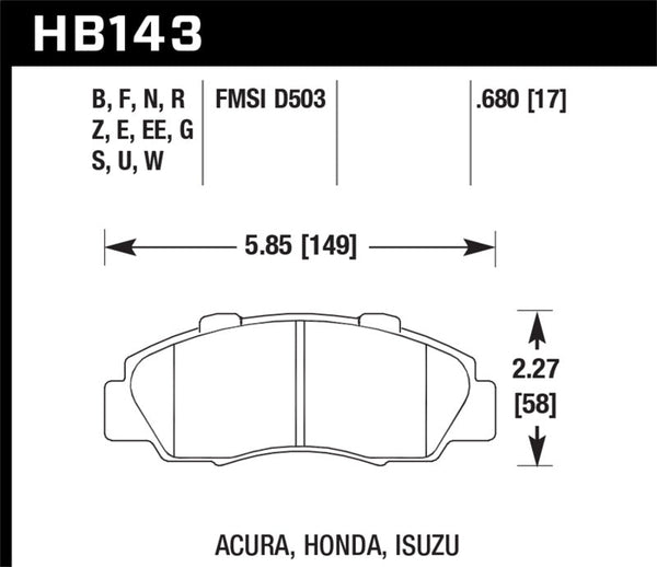 Hawk 97-01 Honda Prelude Blue 9012 Street Front Brake Pads - Premium Brake Pads - Racing from Hawk Performance - Just 736.92 SR! Shop now at Motors