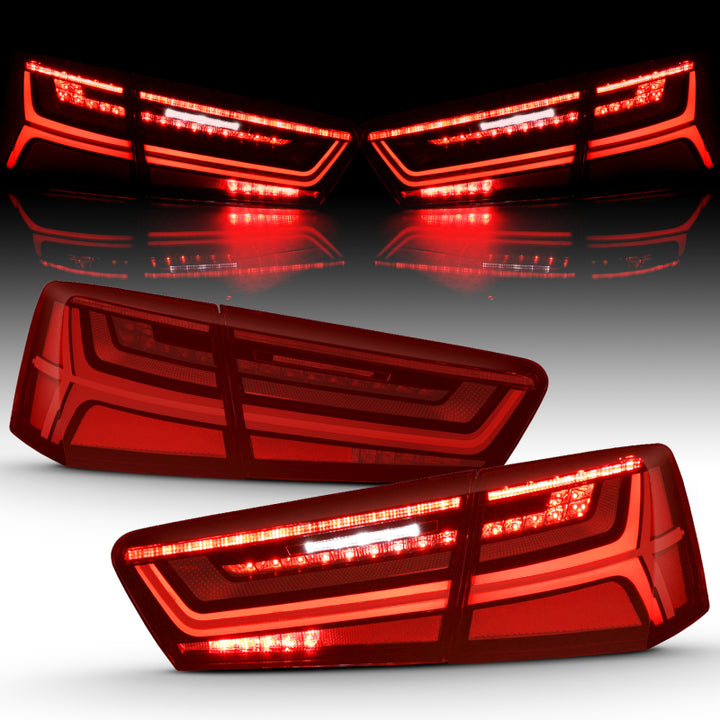 ANZO 2012-2018 Audi A6 LED Taillight Black Housing Red/Clear Lens 4 pcs (Sequential Signal) - Premium Tail Lights from ANZO - Just 3327.69 SR! Shop now at Motors