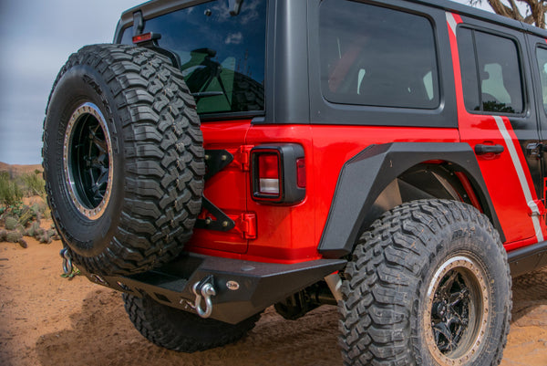 DV8 Offroad 2018+ Jeep Wrangler JL Tailgate Mounted Tire Carrier - Premium Chase Racks from DV8 Offroad - Just 1402.14 SR! Shop now at Motors