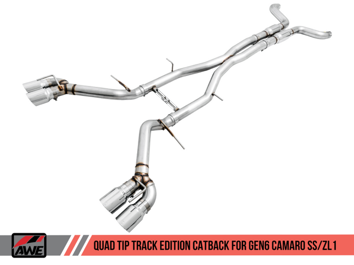 AWE Tuning 16-19 Chevy Camaro SS Non-Res Cat-Back Exhaust - Track Edition (Quad Chrome Silver Tips) - Premium Catback from AWE Tuning - Just 5584.94 SR! Shop now at Motors