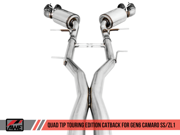 AWE Tuning 16-19 Chevy Camaro SS Non-Res Cat-Back Exhaust -Touring Edition (Quad Diamond Black Tips) - Premium Catback from AWE Tuning - Just 8030.15 SR! Shop now at Motors