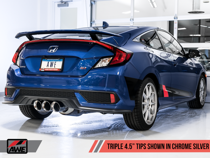 AWE Tuning 17-20 Honda Civic Si 1.5L Turbo Dual-to-Triple Tip Conversion Kit - Chrome Silver Tip - Premium Catback from AWE Tuning - Just 1176.68 SR! Shop now at Motors