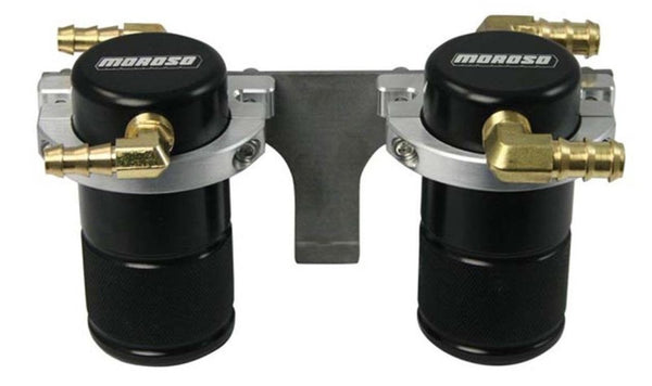 Moroso 08-14 Subaru STi (w/Front Mount Intercooler) Air/Oil Separator Catch Can - Billet Alum -Black