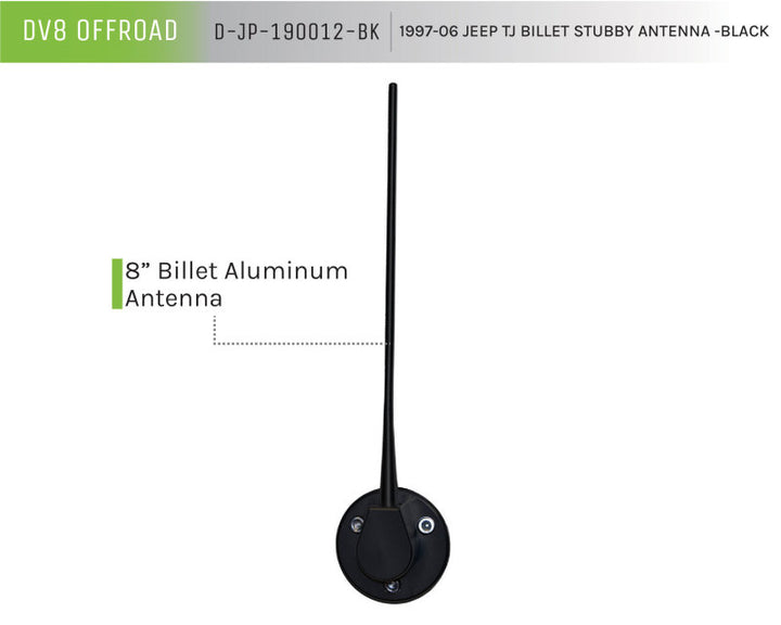 DV8 Offroad 1997-06 Jeep TJ Billet Antenna-Black - Premium Antennas from DV8 Offroad - Just 256.92 SR! Shop now at Motors