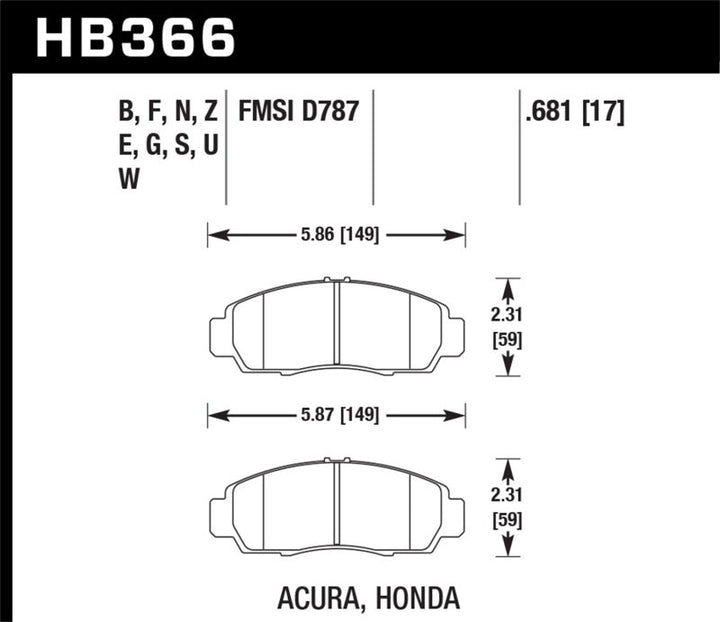 Hawk 2001-2003 Acura CL Type-S HPS 5.0 Front Brake Pads - Premium Brake Pads - Performance from Hawk Performance - Just 557.75 SR! Shop now at Motors