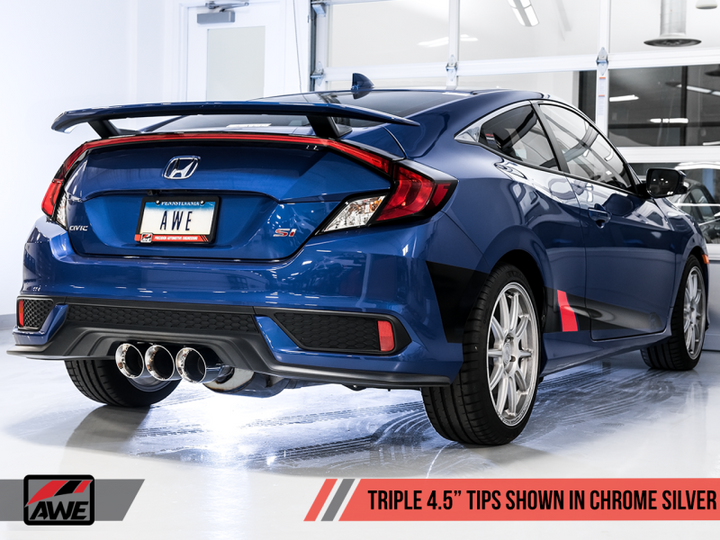 AWE Tuning 2016+ Honda Civic Si Touring Edition Exhaust w/Front Pipe & Triple Chrome Silver Tips - Premium Catback from AWE Tuning - Just 5777.37 SR! Shop now at Motors