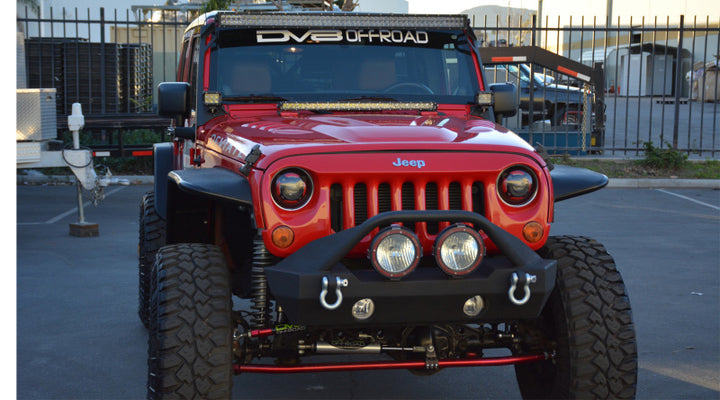 DV8 Offroad 07-18 Jeep Wrangler JK Over Windshield 50in Light Bar Mount - Black Steel - Premium Light Mounts from DV8 Offroad - Just 719.48 SR! Shop now at Motors