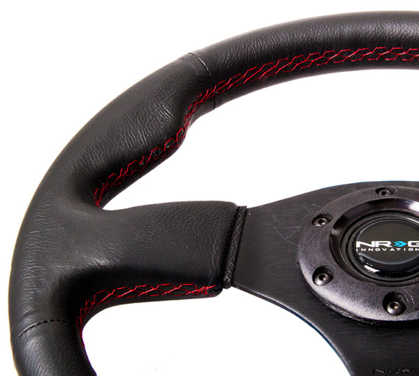 NRG Reinforced Steering Wheel (320mm) Leather w/Red Stitch - Premium Steering Wheels from NRG - Just 503.28 SR! Shop now at Motors