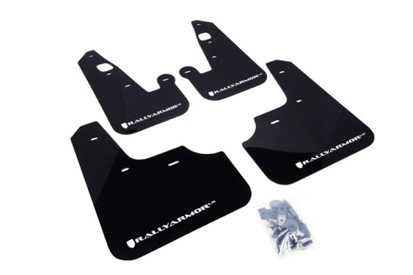 Rally Armor 07-17 Mitsubishi Lancer Black UR Mud Flap w/ White Logo