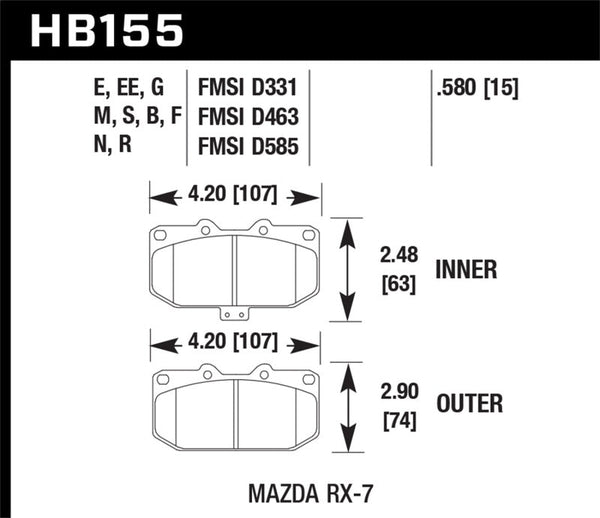 Hawk 1990-1990 Mazda RX-7 GXL (w/Elec Adjust Susp) HPS 5.0 Front Brake Pads - Premium Brake Pads - Performance from Hawk Performance - Just 500.28 SR! Shop now at Motors