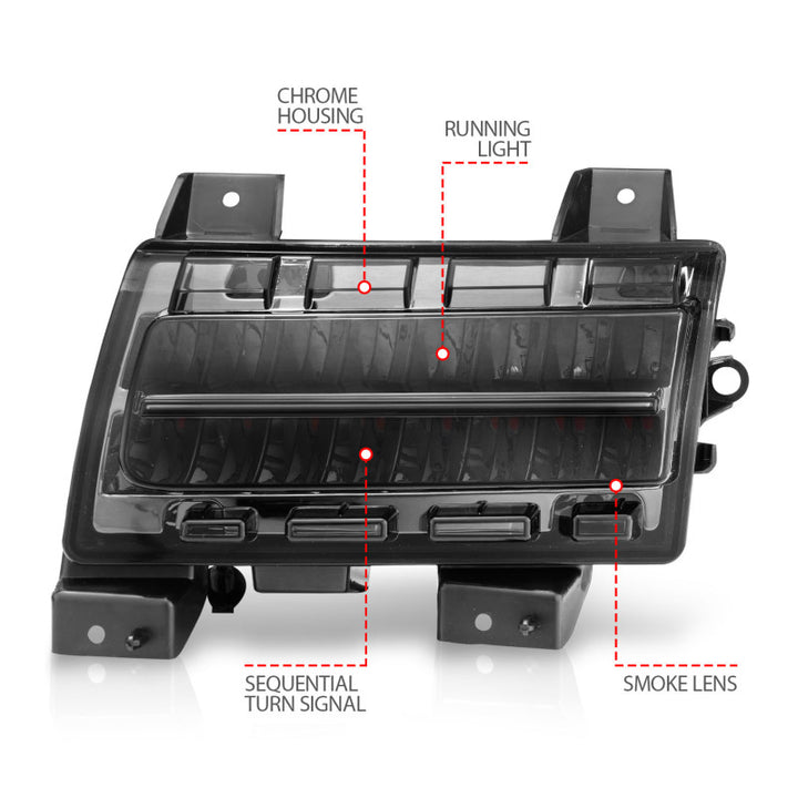 ANZO 2018-2021 Jeep Wrangler LED Side Markers Chrome Housing Smoke Lens w/ Seq. Signal Sport Bulb - Premium Lights Corner from ANZO - Just 1105.35 SR! Shop now at Motors