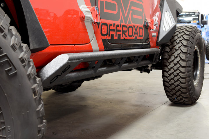 DV8 Offroad 2018+ Jeep Wrangler JL Tubular Rock Slider Step w/ Plated End Caps - Premium Side Steps from DV8 Offroad - Just 2357.82 SR! Shop now at Motors