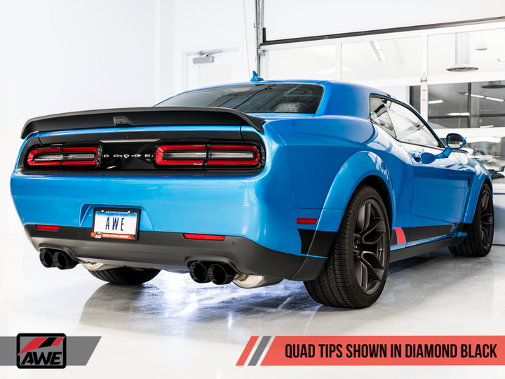 AWE Tuning 2015+ Dodge Challenger 6.4L/6.2L SC Track Edition Exhaust - Quad Diamond Black Tips - Premium Catback from AWE Tuning - Just 6898.82 SR! Shop now at Motors
