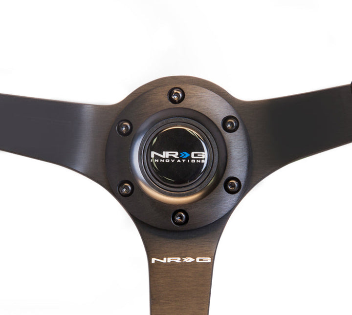 NRG Reinforced Steering Wheel (350mm / 3in. Deep) Blk Suede w/Blk BBall Stitch (Odi Bakchis Edition) - Premium Steering Wheels from NRG - Just 676.05 SR! Shop now at Motors