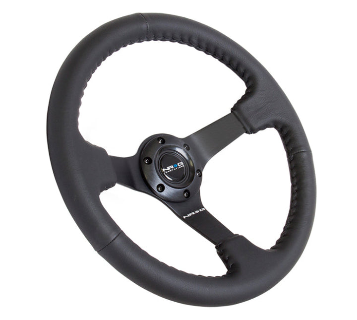 NRG Reinforced Steering Wheel (350mm / 3in. Deep) Bk Leather w/Bk BBall Stitch (Odi Bakchis Edition) - Premium Steering Wheels from NRG - Just 676.05 SR! Shop now at Motors