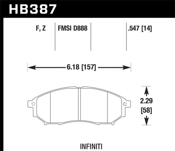 Hawk 06-09 350z/ 05-08 G35 w/o Brembo Performance Ceramic Street Front Brake Pads - Premium Brake Pads - Performance from Hawk Performance - Just 358.39 SR! Shop now at Motors