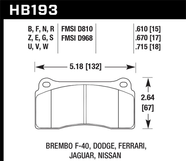 Hawk 03-06/08-09 Dodge Viper / 88-92 Ferrari F40 / 95-97 F50 DTC-60 Race Brembo Brake Pads - Premium Brake Pads - Racing from Hawk Performance - Just 1196.67 SR! Shop now at Motors