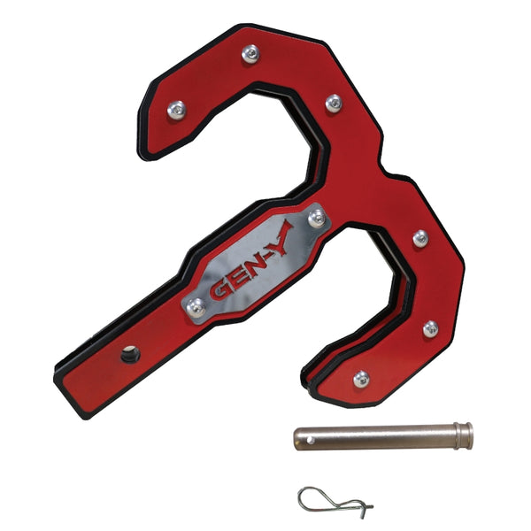 Gen-Y Hulk 2.0 16K Tow Hook 2in Shank w/GH-099 Pin/GH-011 Clip - Black/Red