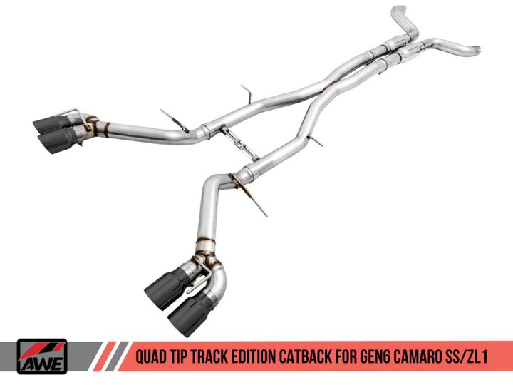 AWE Tuning 16-19 Chevy Camaro SS Non-Res Cat-Back Exhaust - Track Edition (Quad Diamond Black Tips) - Premium Catback from AWE Tuning - Just 5965.48 SR! Shop now at Motors