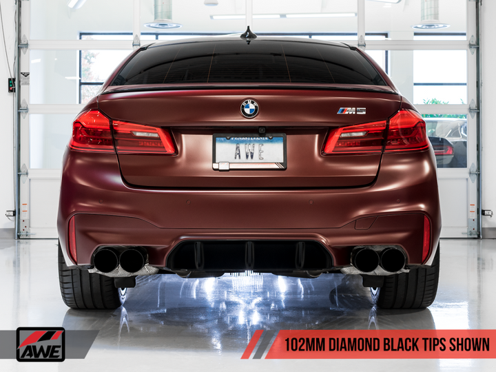 AWE Tuning 18-19 BMW F90 M5 SwitchPatch Cat-Back Exhaust- Black Diamond Tips - Premium Catback from AWE Tuning - Just 12352.45 SR! Shop now at Motors