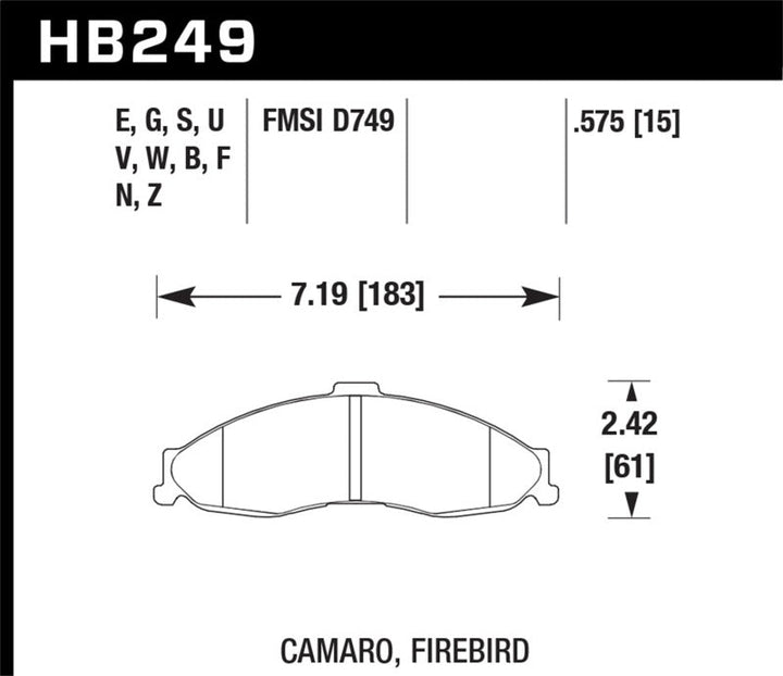 Hawk 1998-2002 Chevrolet Camaro SS 5.7 HPS 5.0 Front Brake Pads - Premium Brake Pads - Performance from Hawk Performance - Just 581.41 SR! Shop now at Motors