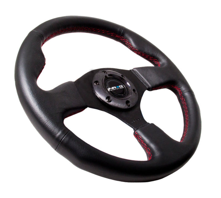 NRG Reinforced Steering Wheel (320mm) Leather w/Red Stitch - Premium Steering Wheels from NRG - Just 503.28 SR! Shop now at Motors