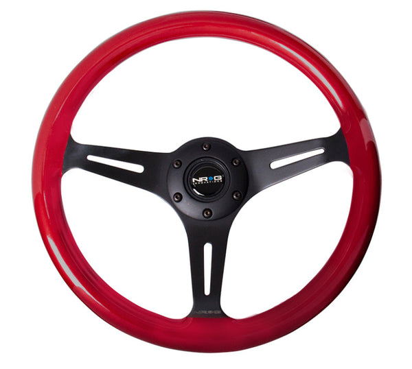 NRG Classic Wood Grain Steering Wheel (350mm) Red Pearl/Flake Paint w/Black 3-Spoke Center - Premium Steering Wheels from NRG - Just 600.93 SR! Shop now at Motors