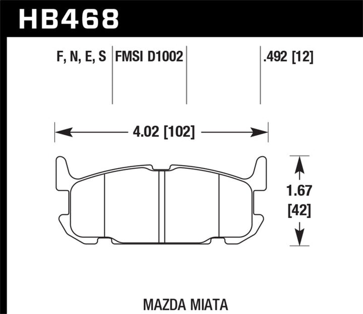 Hawk 03-05 Miata w/ Sport Suspension HPS Street Rear Brake Pads (D1002) - Premium Brake Pads - Performance from Hawk Performance - Just 530.70 SR! Shop now at Motors