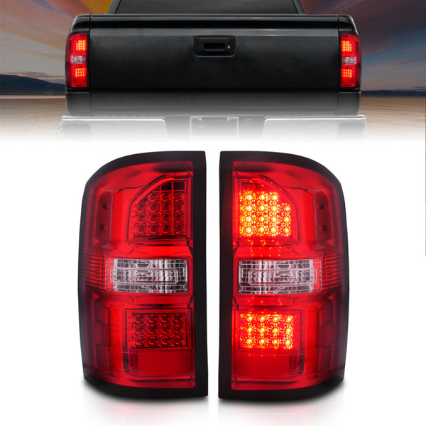 ANZO 2014-2018 GMC Sierra LED Tail Lights Black Housing Red/Clear Lens - Premium Tail Lights from ANZO - Just 1465.54 SR! Shop now at Motors