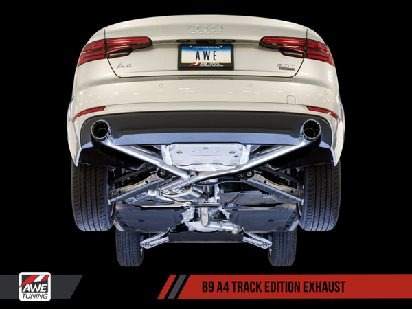 AWE Tuning Audi B9 A4 Track Edition Exhaust Dual Outlet - Diamond Black Tips (Includes DP) - Premium Catback from AWE Tuning - Just 5422.02 SR! Shop now at Motors